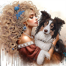 Load image into Gallery viewer, Girl And Dog 30*30CM(Canvas) Partial Special Shaped Drill Diamond Painting
