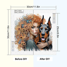 Load image into Gallery viewer, Girl And Dog 30*30CM(Canvas) Partial Special Shaped Drill Diamond Painting
