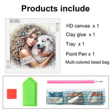 Load image into Gallery viewer, Girl And Dog 30*30CM(Canvas) Partial Special Shaped Drill Diamond Painting