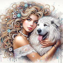 Load image into Gallery viewer, Girl And Dog 30*30CM(Canvas) Partial Special Shaped Drill Diamond Painting