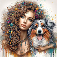 Load image into Gallery viewer, Girl And Dog 30*30CM(Canvas) Partial Special Shaped Drill Diamond Painting