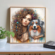 Load image into Gallery viewer, Girl And Dog 30*30CM(Canvas) Partial Special Shaped Drill Diamond Painting