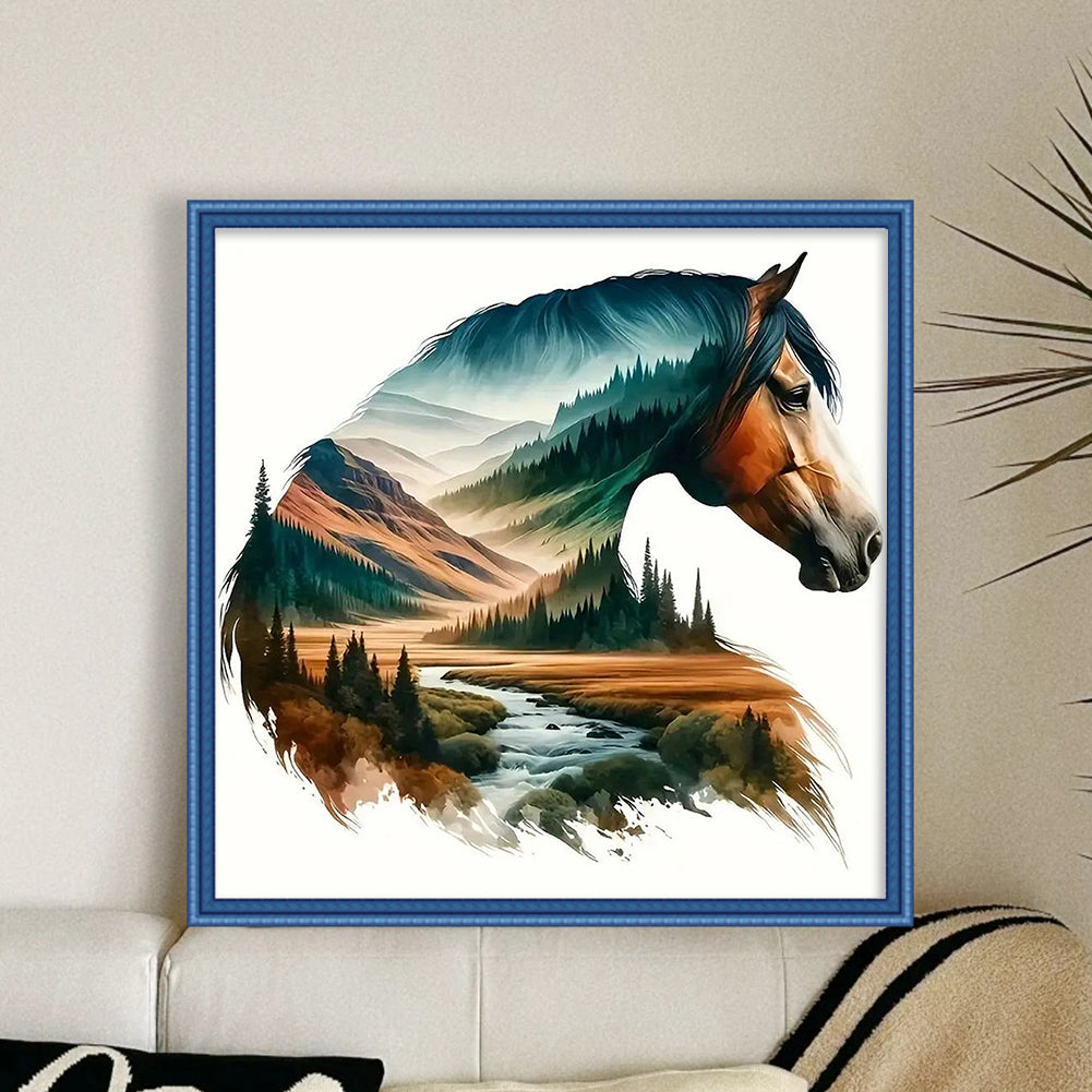Horse Silhouette - Full 11CT Counted Cross Stitch 40x40CM - Huacan