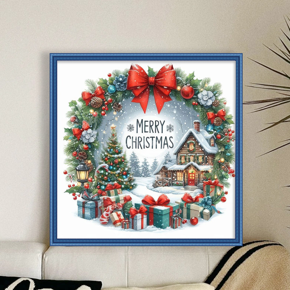Christmas Cabin - Full 14CT Counted Cross Stitch 40x40CM - Huacan