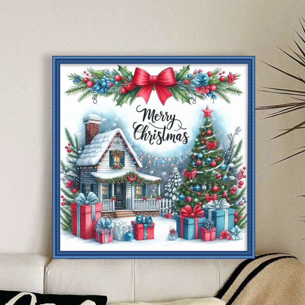 Christmas Cabin - Full 14CT Counted Cross Stitch 40x40CM - Huacan