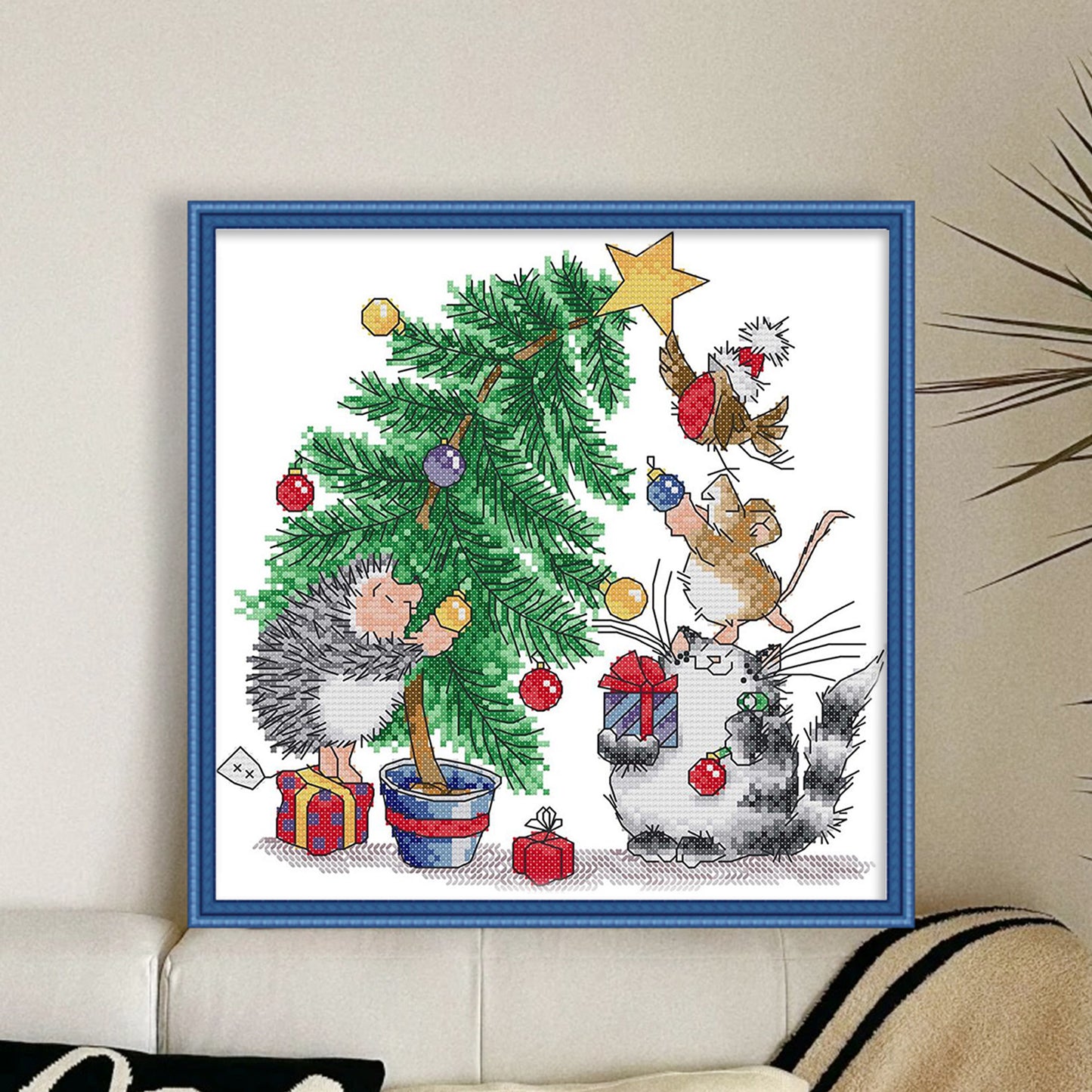 Christmas Gift - Partial 14CT Counted Cross Stitch 28x28CM - Joy Sunday