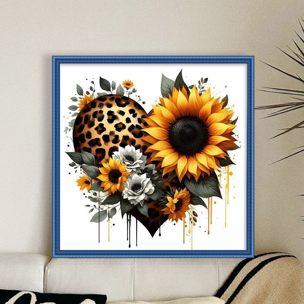 Sunflower With Love - Full 18CT Stamped Cross Stitch 20x20CM - Huacan