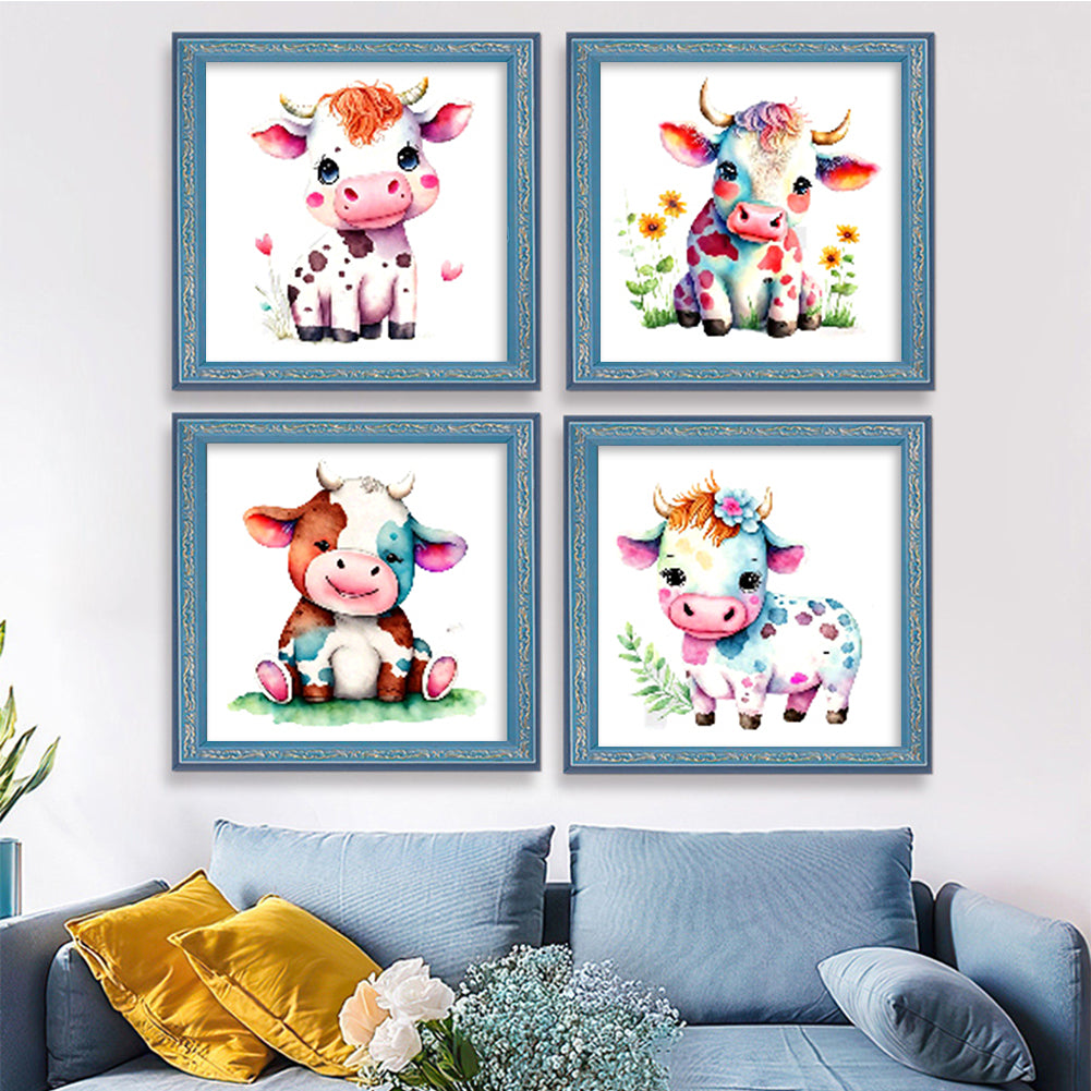 Cow - Partial 11CT Stamped Cross Stitch 5x12.5CM - Huacan