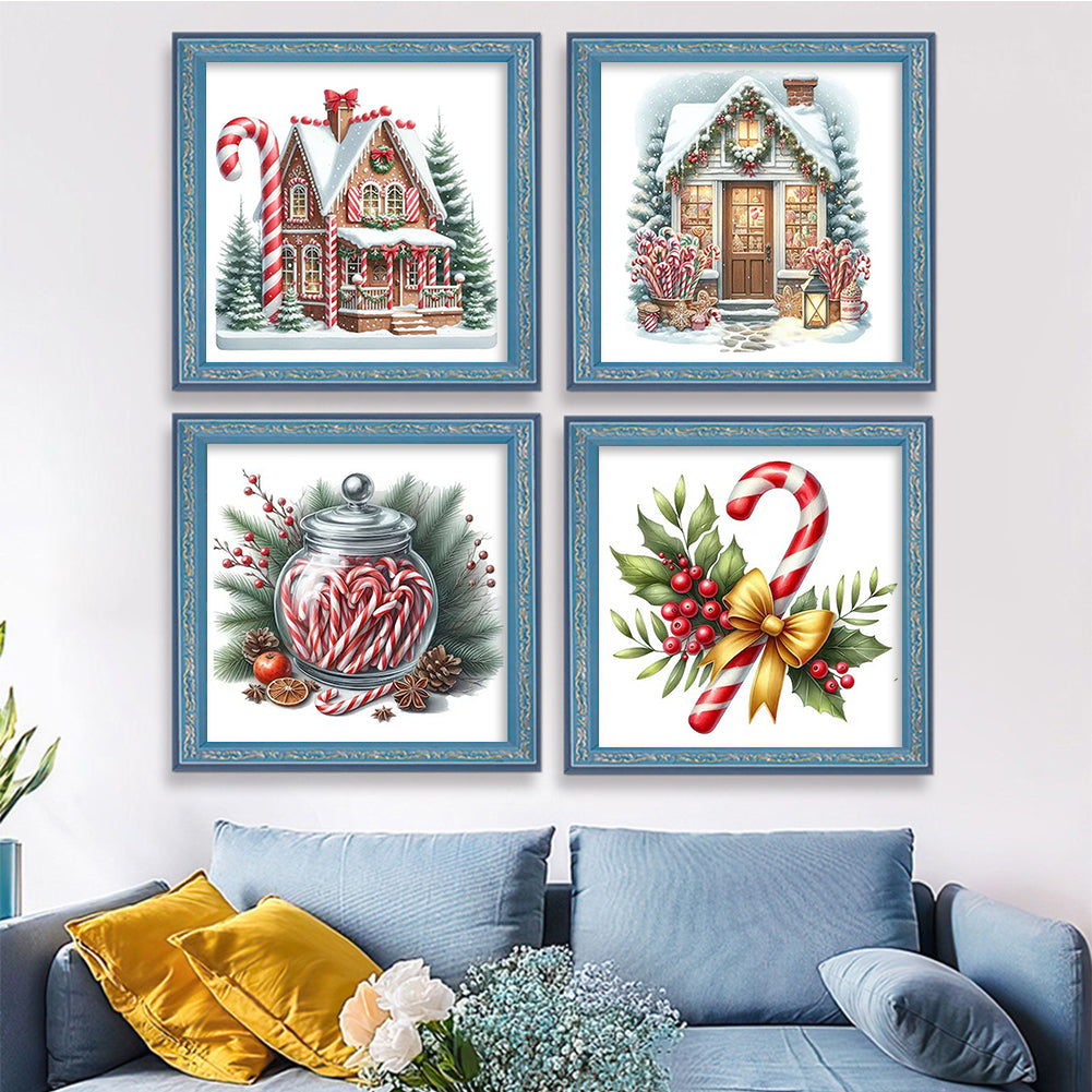 Christmas Candies - Partial 11CT Stamped Cross Stitch 5x12.5CM - Huacan