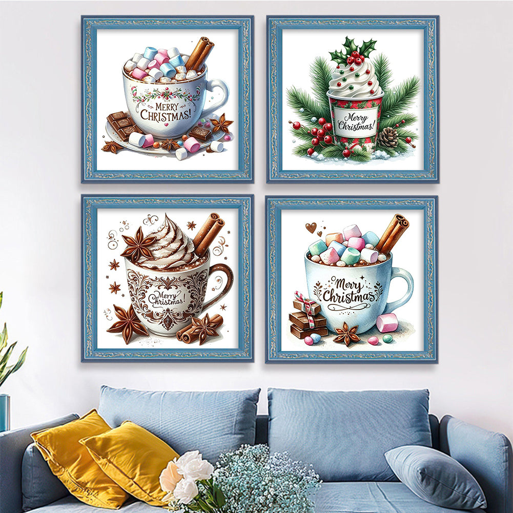 Christmas Drinks - Partial 11CT Stamped Cross Stitch 5x12.5CM - Huacan