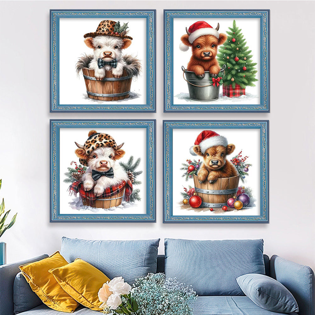 Christmas Yak - Partial 11CT Stamped Cross Stitch 5x12.5CM - Huacan