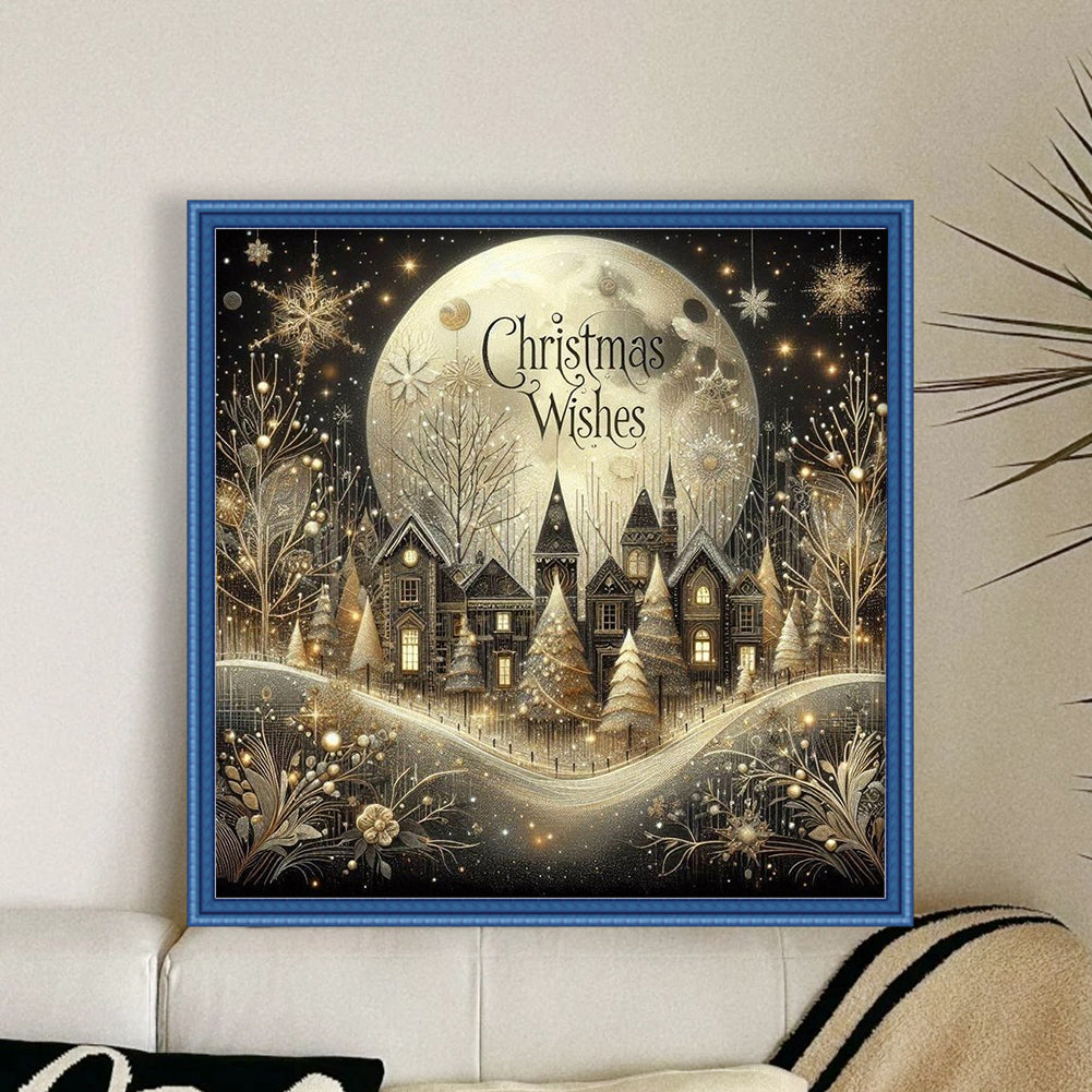 Christmas Scenery - Full 14CT Stamped Cross Stitch 40x40CM - Huacan
