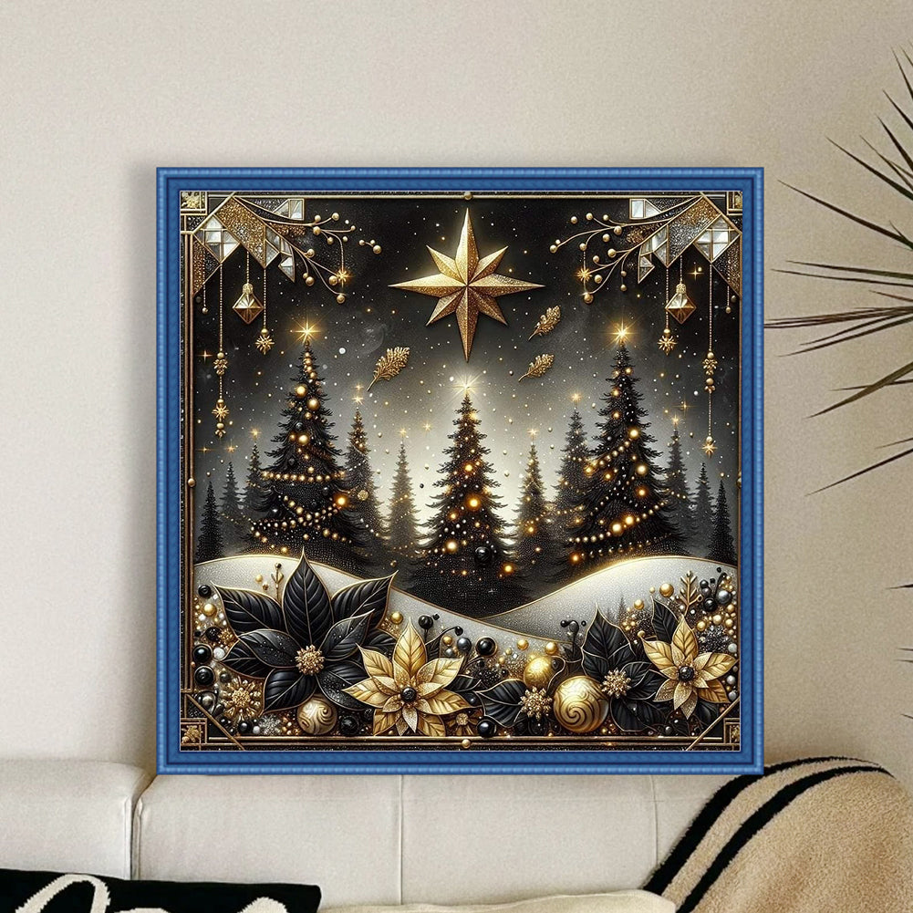 Christmas Scenery - Full 14CT Stamped Cross Stitch 40x40CM - Huacan