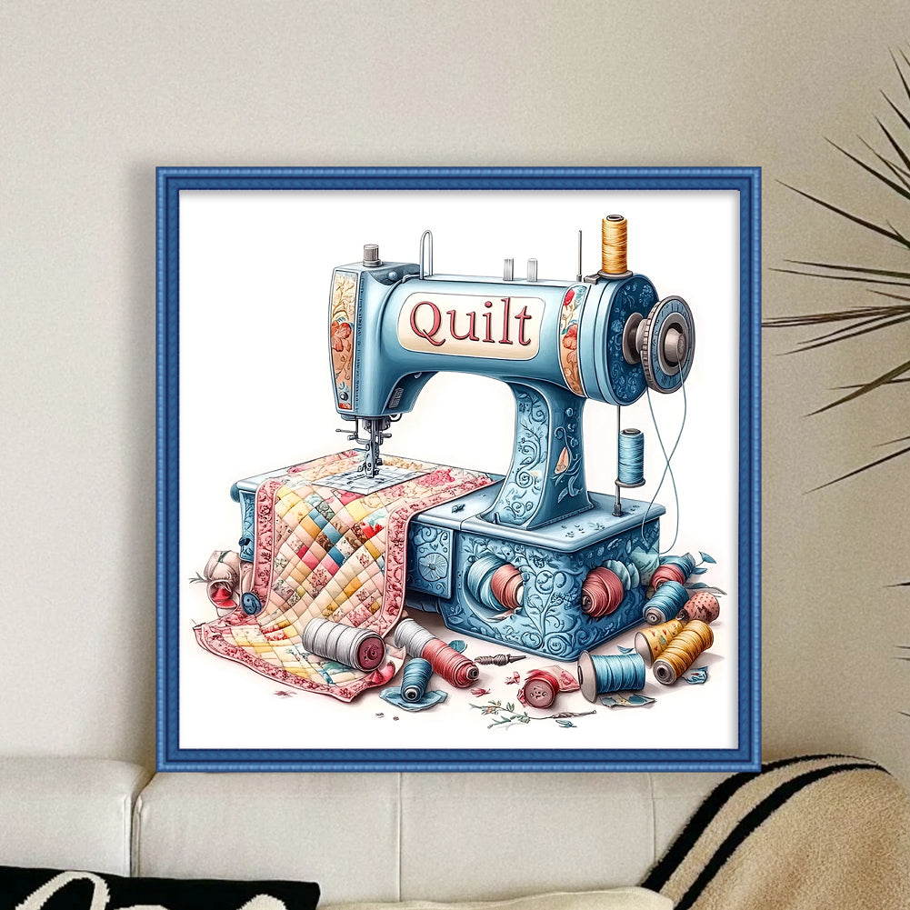 Sewing Machine - Full 18CT Stamped Cross Stitch 25x25CM - Huacan