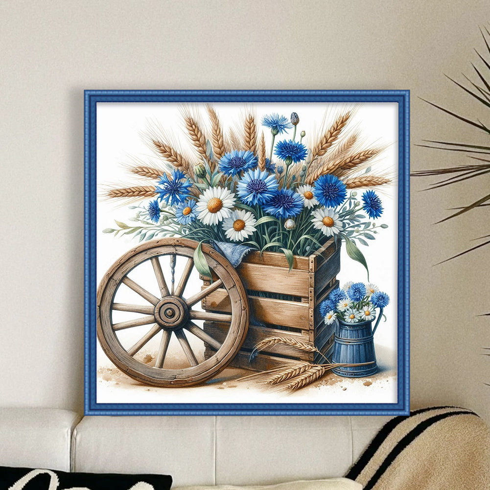 Daisy Wheel - Full 18CT Stamped Cross Stitch 25x25CM - Huacan
