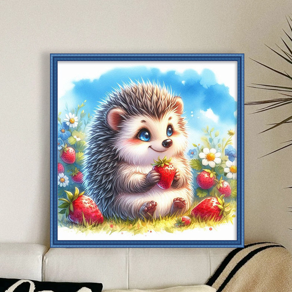 Hedgehog - Partial 11CT Stamped Cross Stitch - Bead Embroidery 36x36CM/14.17x14.17in