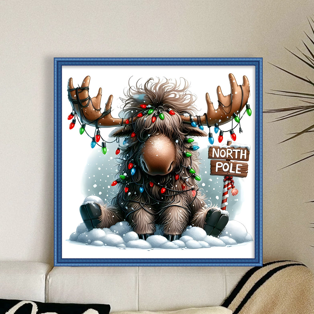 Winter Elk - Full 11CT Stamped Cross Stitch 40x40CM - Huacan