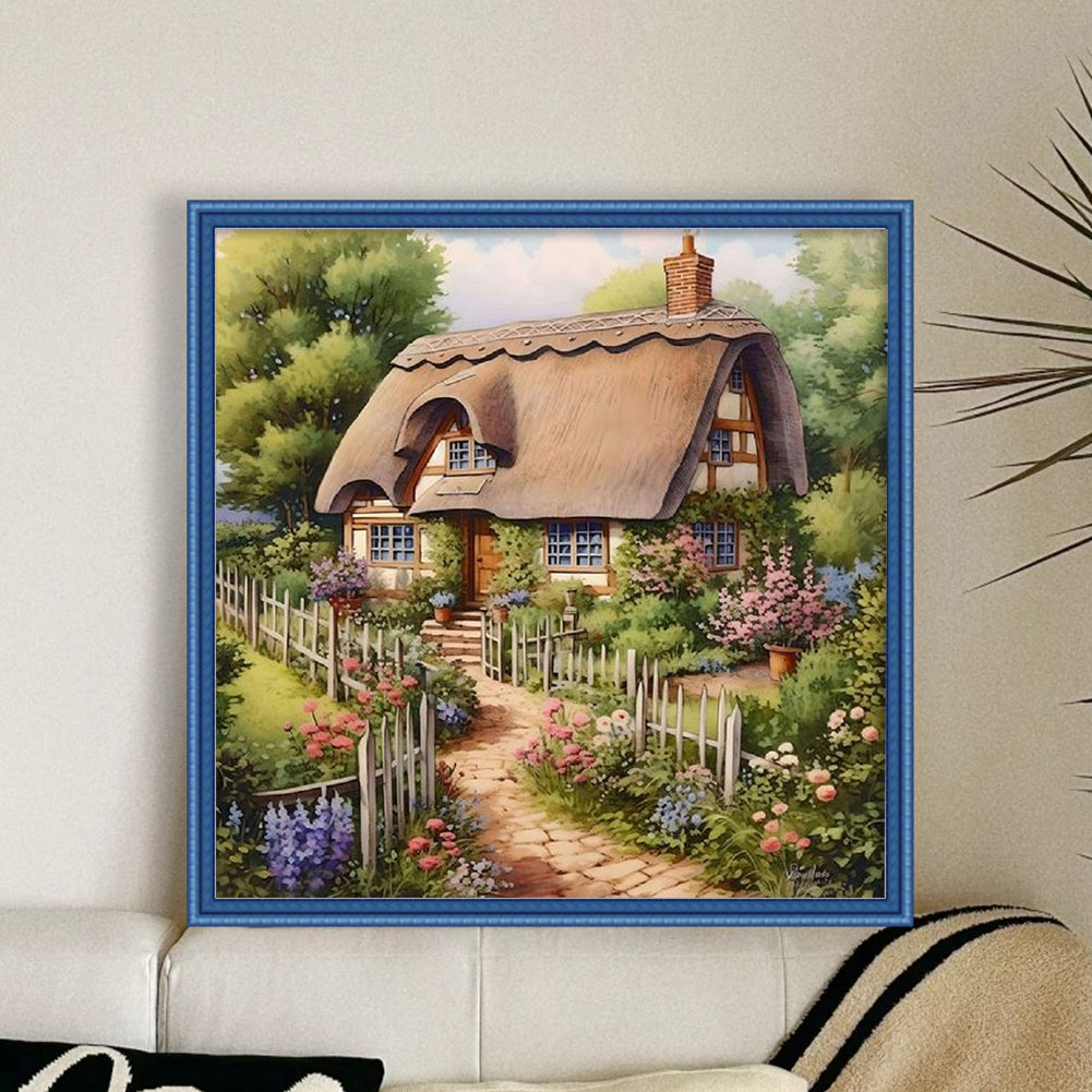 Forest Cabin - Full 11CT Stamped Cross Stitch 40x40CM - Huacan