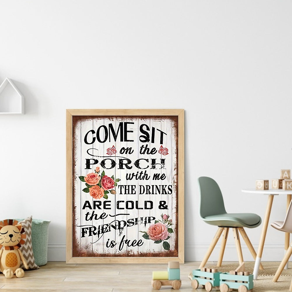 Rose Calligraphy And Painting - Full 14CT Stamped Cross Stitch 30x40CM - Huacan
