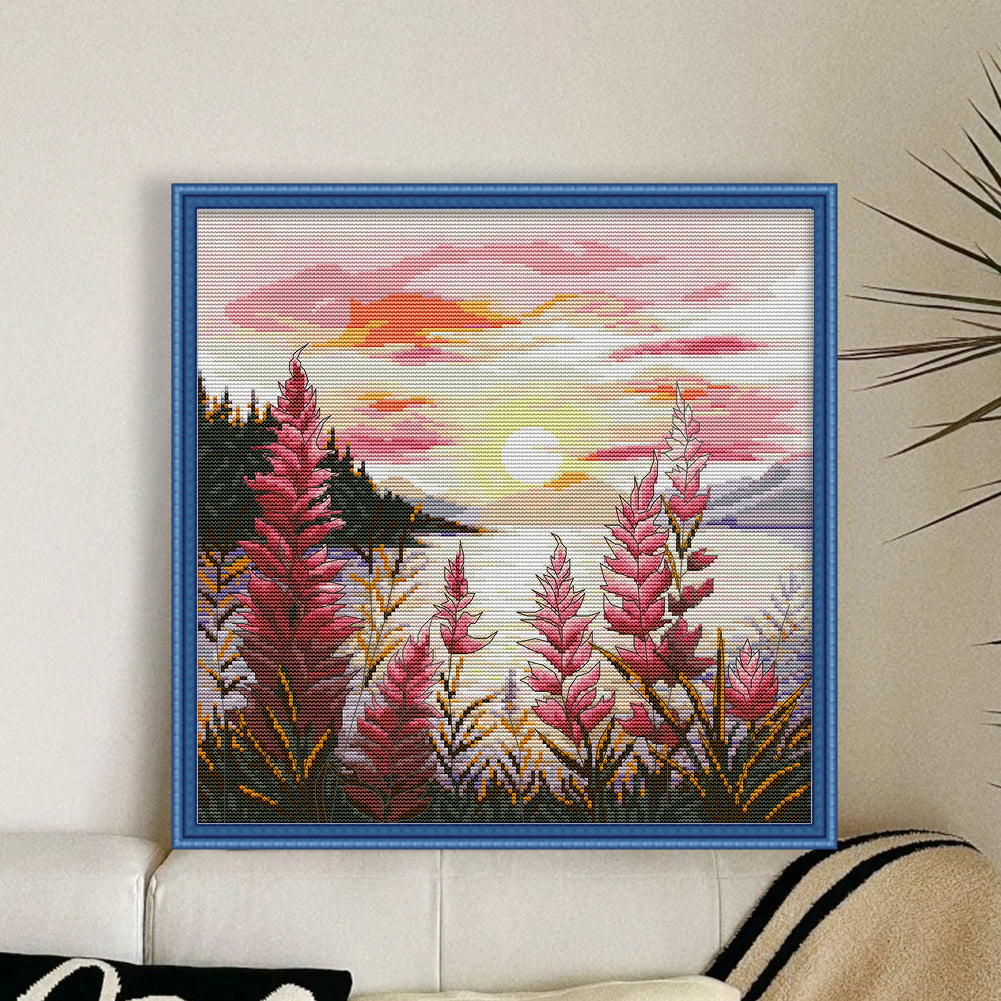 Sunset - Full 14CT Stamped Cross Stitch 37x37CM - Joy Sunday