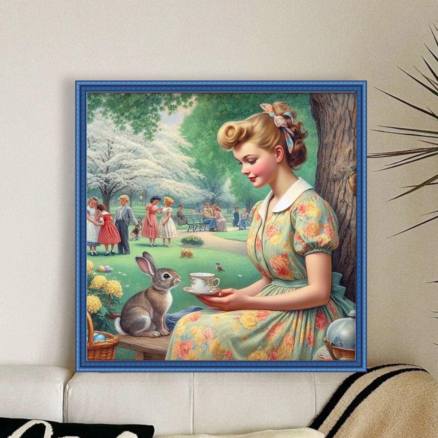 Vintage Park Tea Party - Full 18CT Stamped Cross Stitch 40x40CM - Huacan
