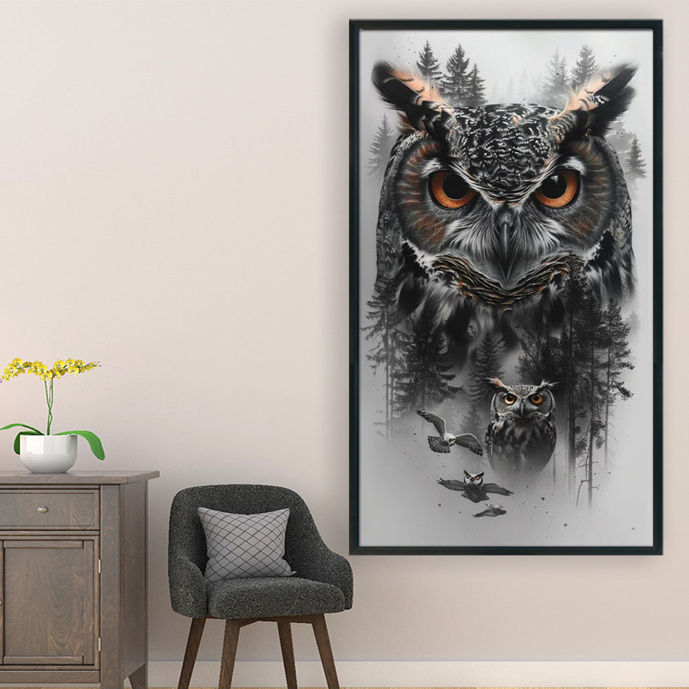 Owl - Full 11CT Stamped Cross Stitch 40x70CM - Huacan