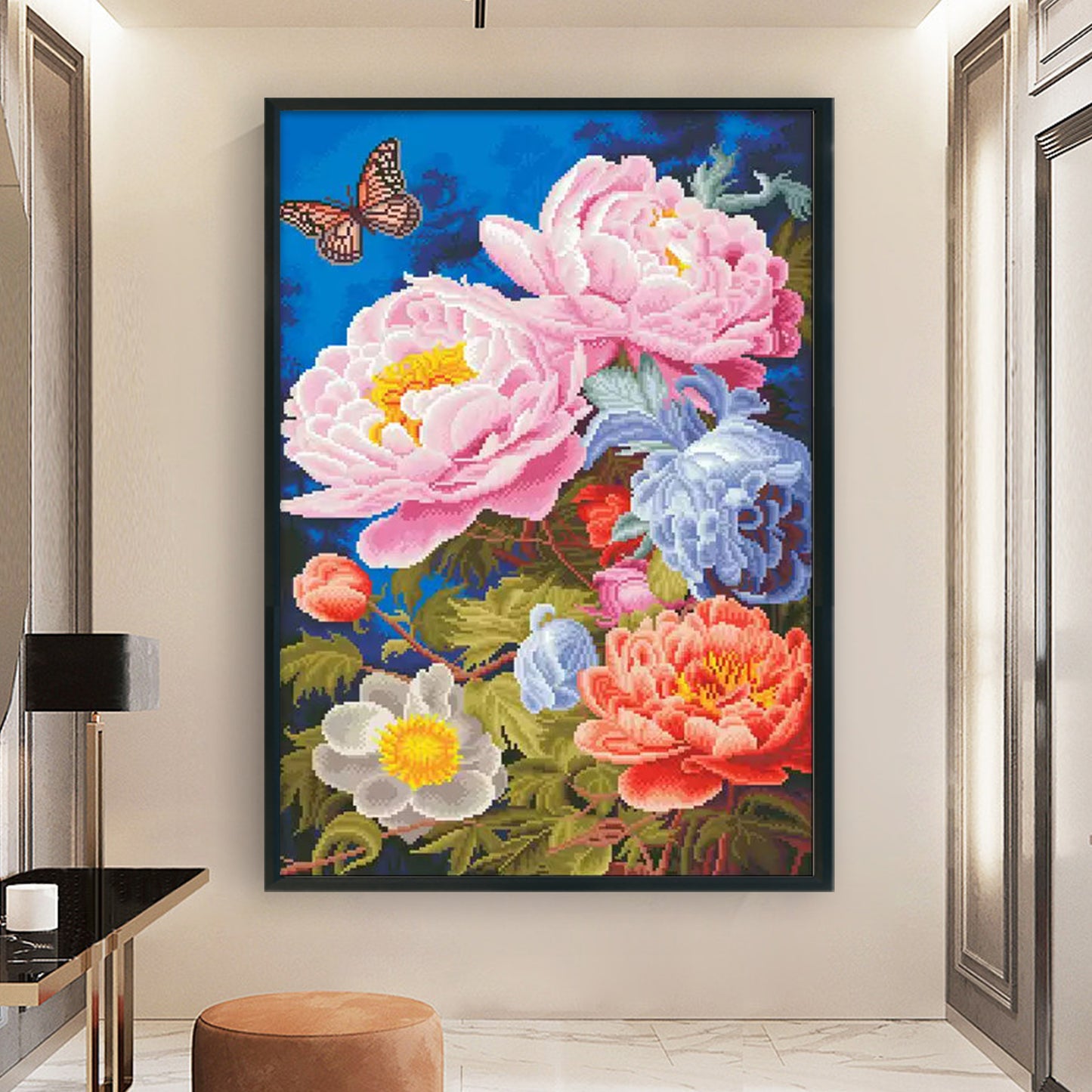 Peony - Full 11CT Stamped Cross Stitch 50x70CM - Mona Lisa