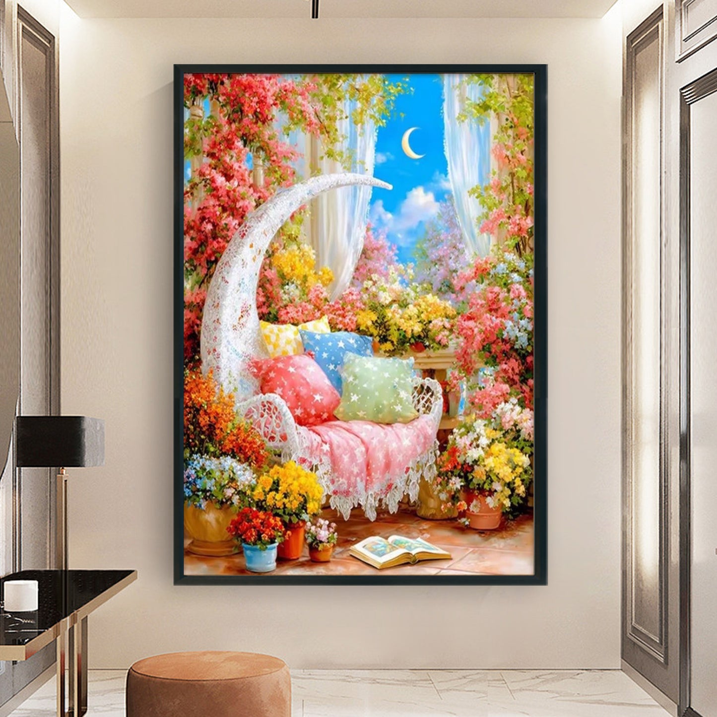Sofa And Moon - Full 11CT Stamped Cross Stitch 50x75CM - Mona Lisa