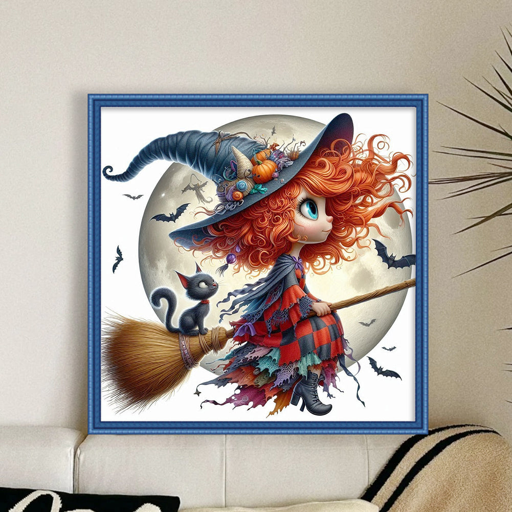 Halloween Witch - Full 11CT Stamped Cross Stitch 40x40CM - Yishu