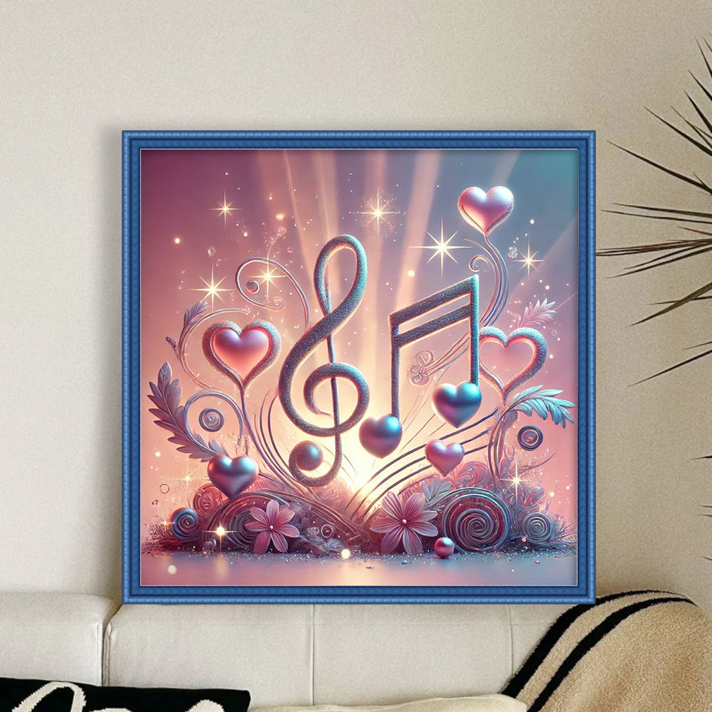 Music Notes - Full 11CT Stamped Cross Stitch 40x40CM - Yishu