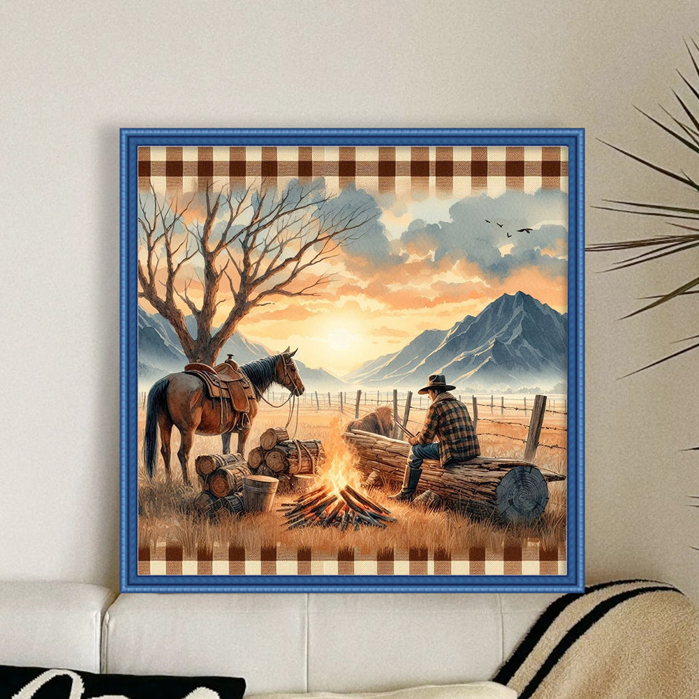 Sunset Scenery - Full 11CT Stamped Cross Stitch 40x40CM - Yishu