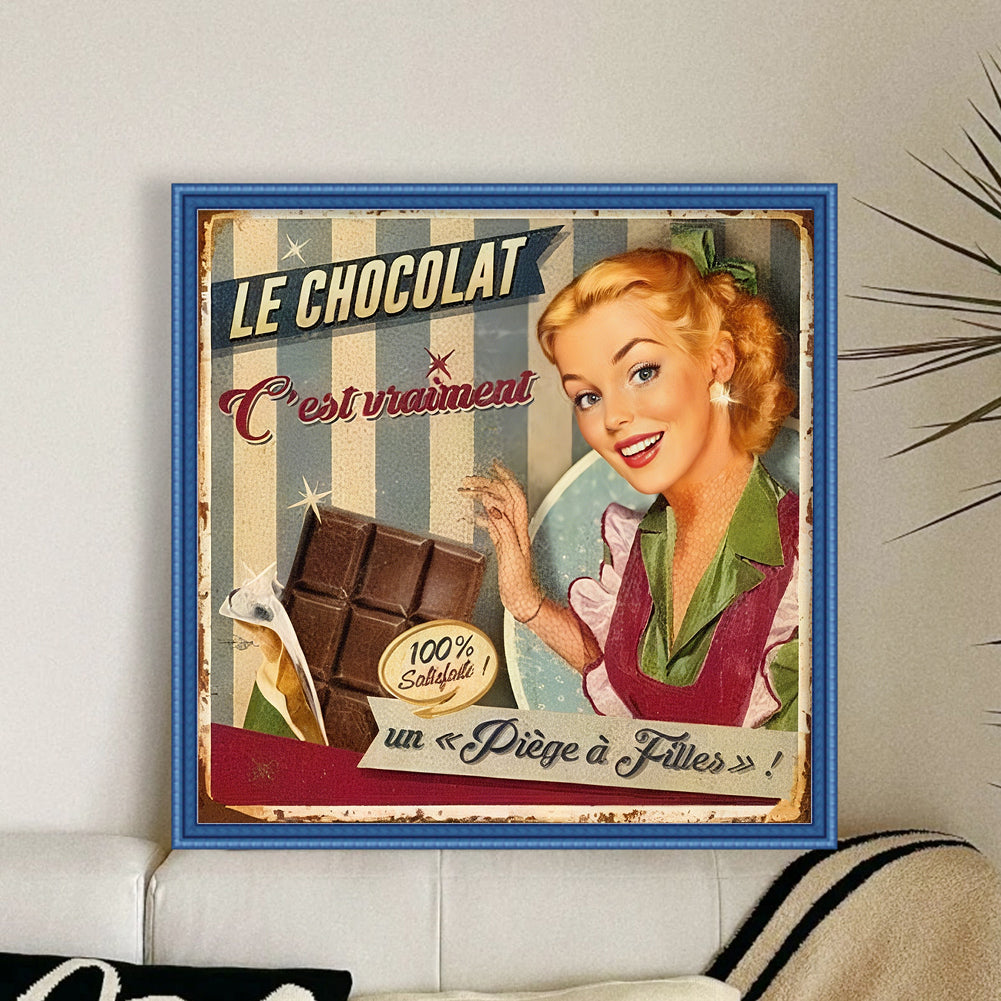 Vintage Billboard - Full 11CT Stamped Cross Stitch 40x40CM - Huacan