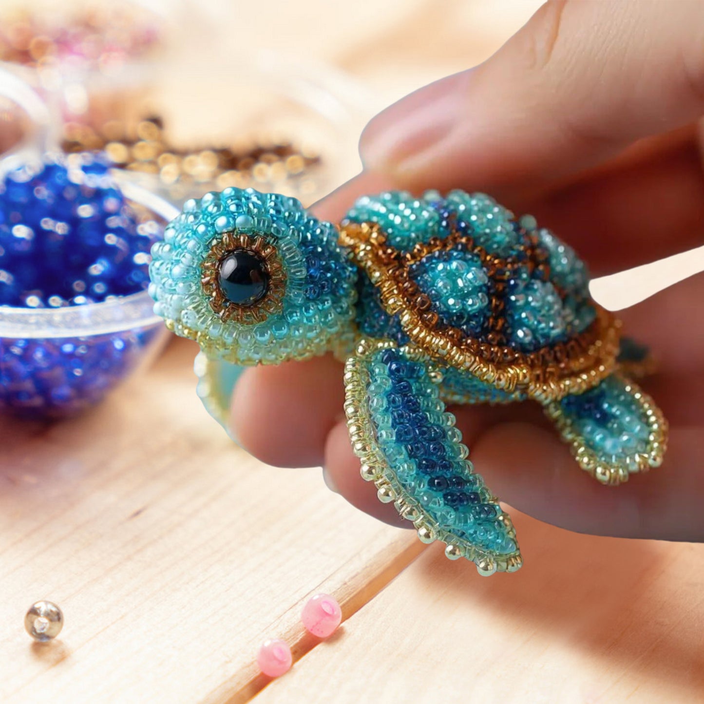 Sea Turtles Ocean Animals DIY Beaded Embroidery Kits (Only Material Package)