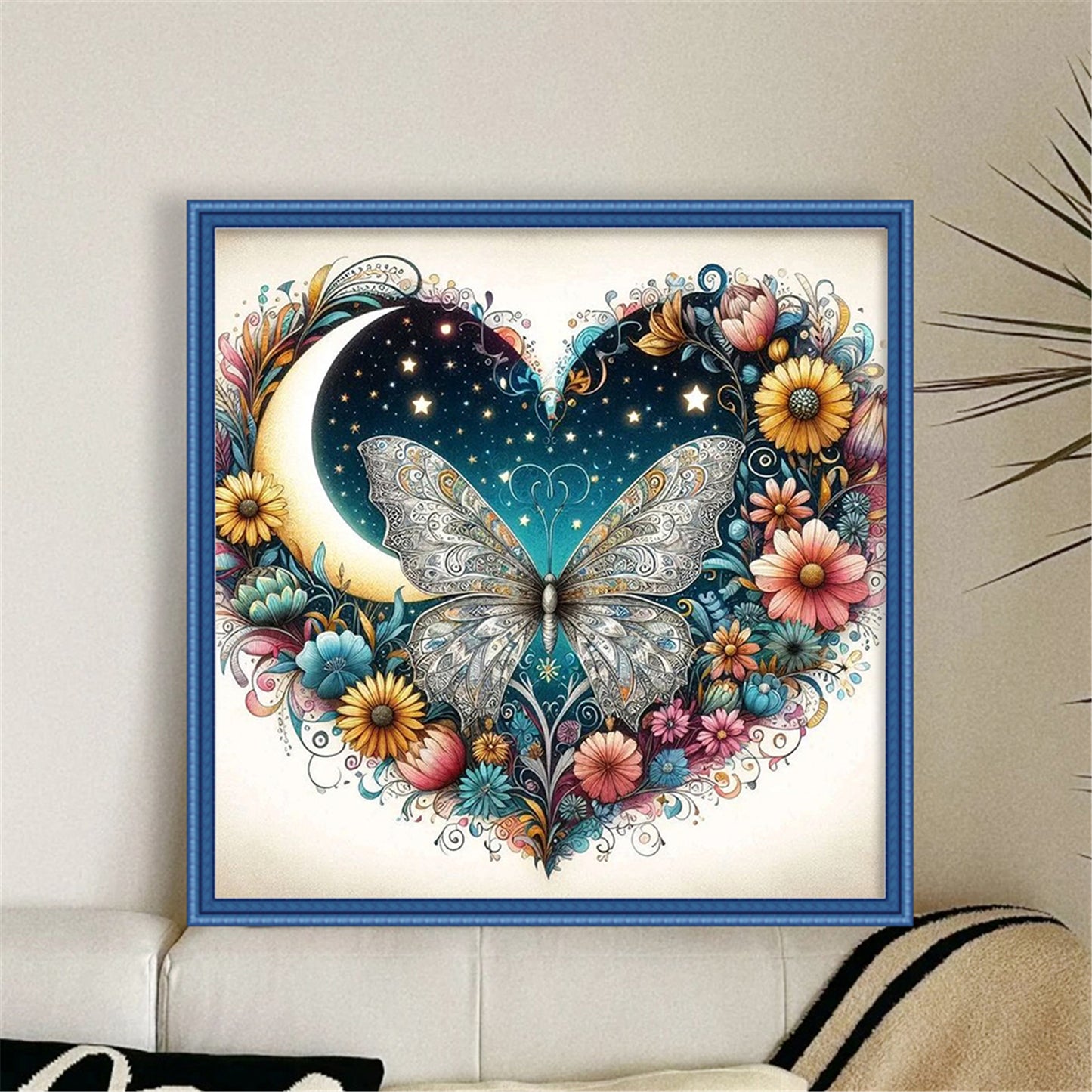 Heart-Shaped Flowers And Plants - Full 11CT Stamped Cross Stitch 40x40CM - Huacan