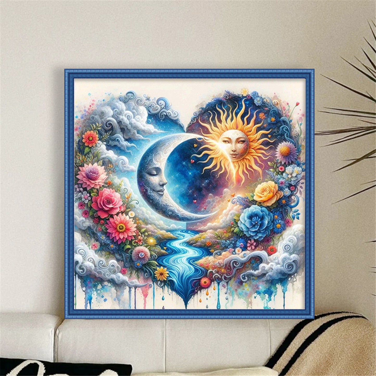 Heart-Shaped Flowers And Plants - Full 11CT Stamped Cross Stitch 40x40CM - Huacan