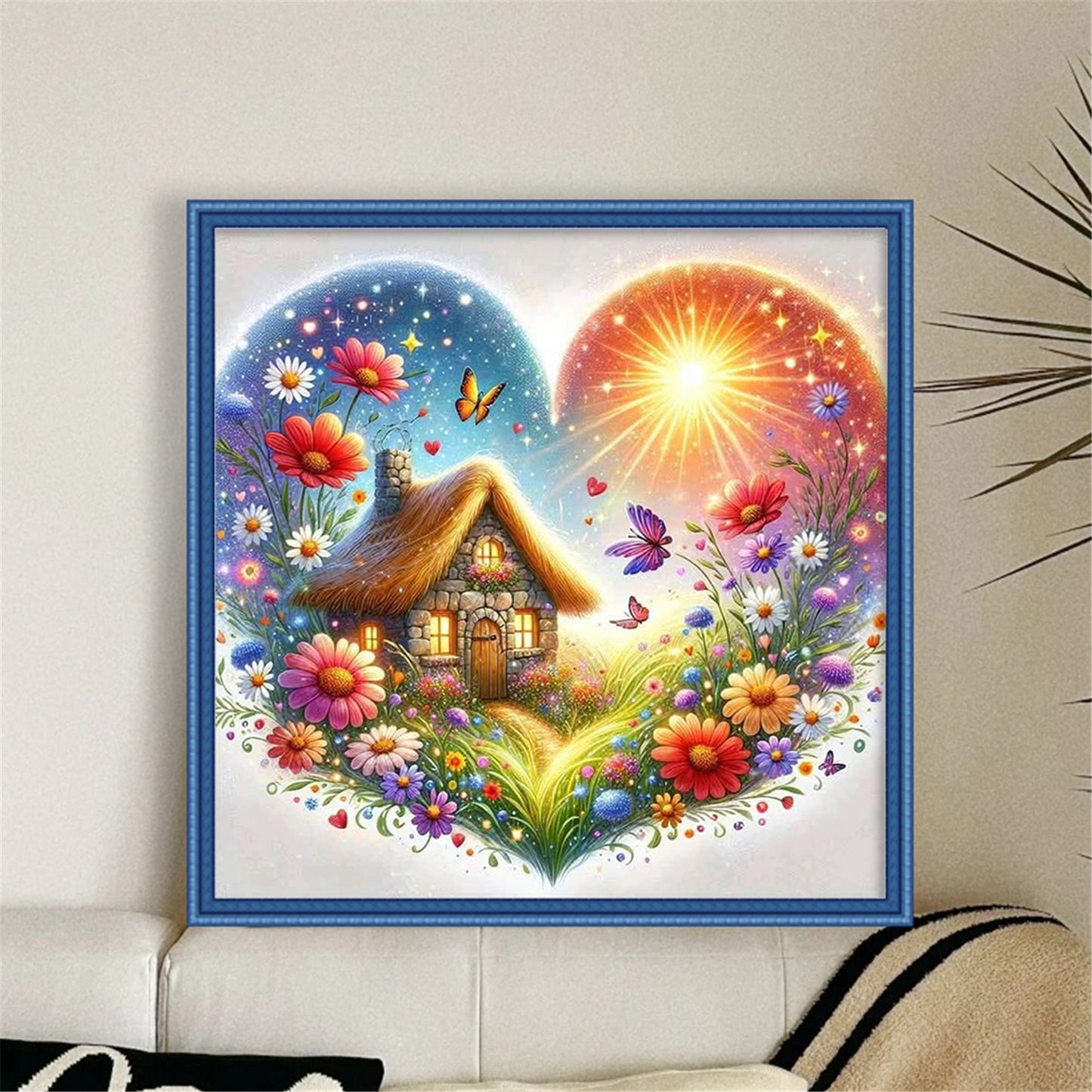 Heart-Shaped Flowers And Plants - Full 11CT Stamped Cross Stitch 40x40CM - Huacan