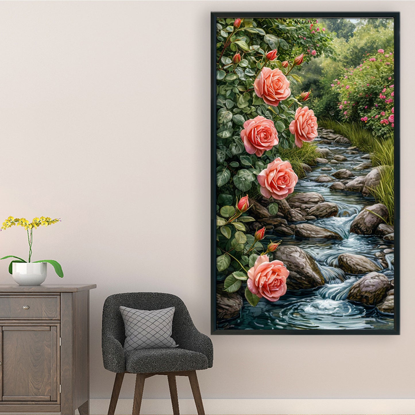 Stream And Flowers - Full 11CT Stamped Cross Stitch 40x70CM - Huacan