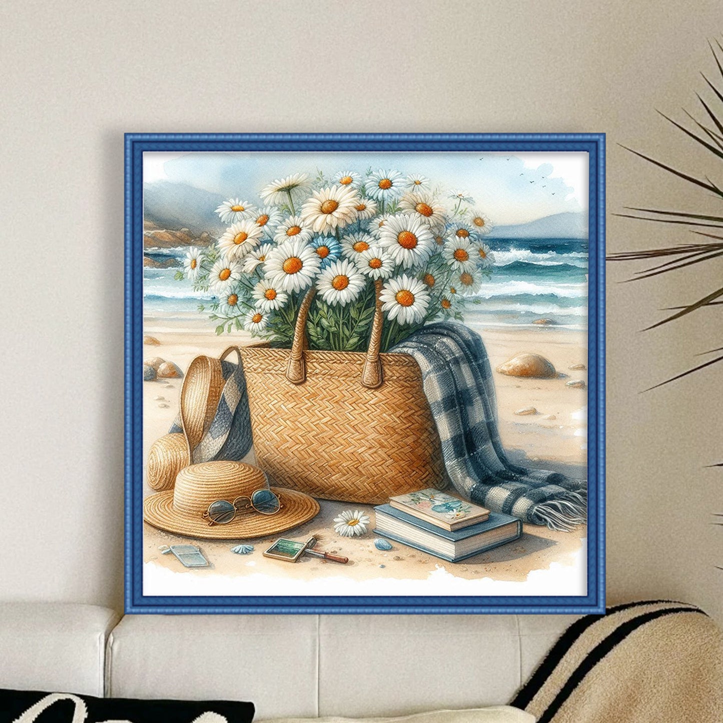 Small Daisy Bag - Full 11CT Stamped Cross Stitch 45x45CM - Huacan