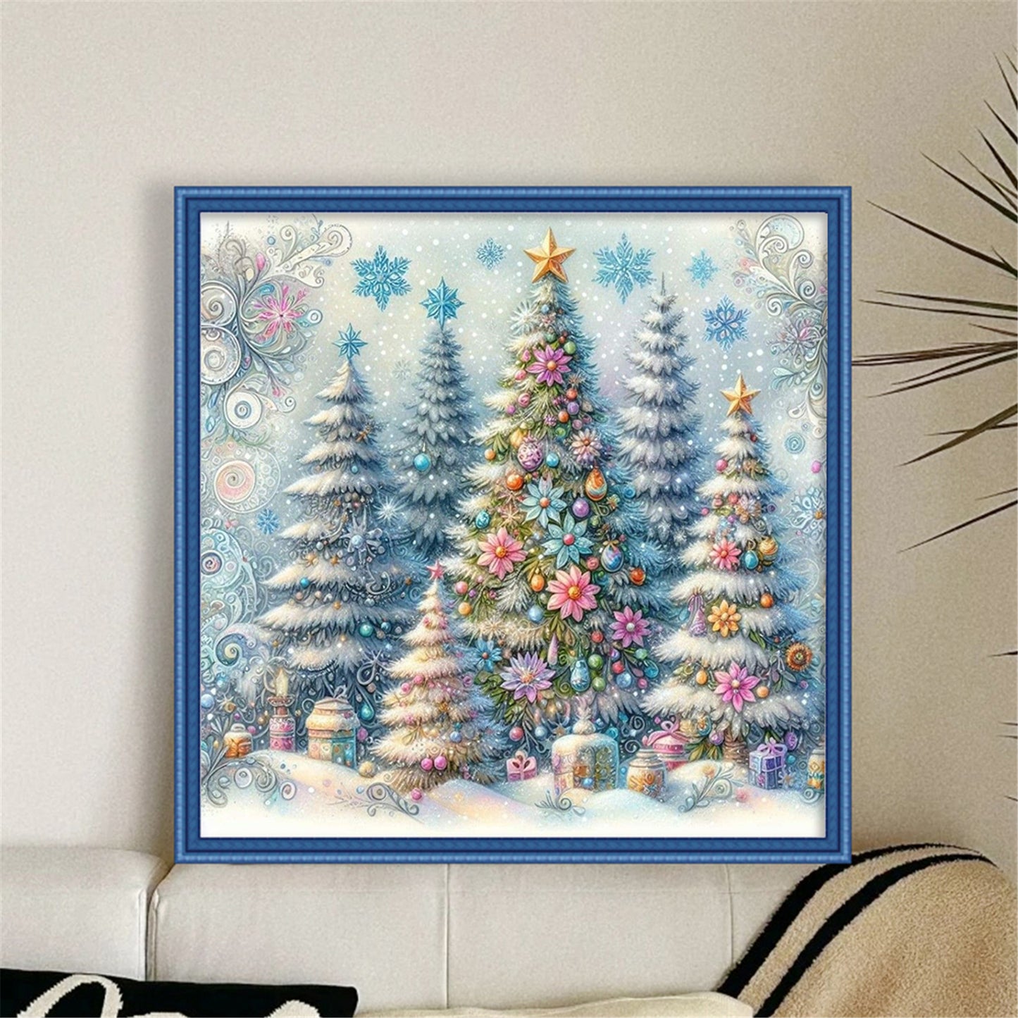 Christmas Tree - Full 11CT Stamped Cross Stitch 40x40CM - Huacan