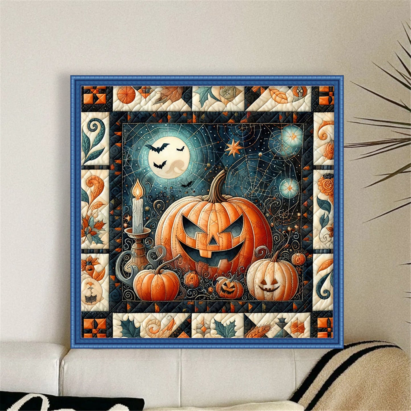Spliced Pumpkin Witch - Full 11CT Stamped Cross Stitch 45x45CM - Yishu