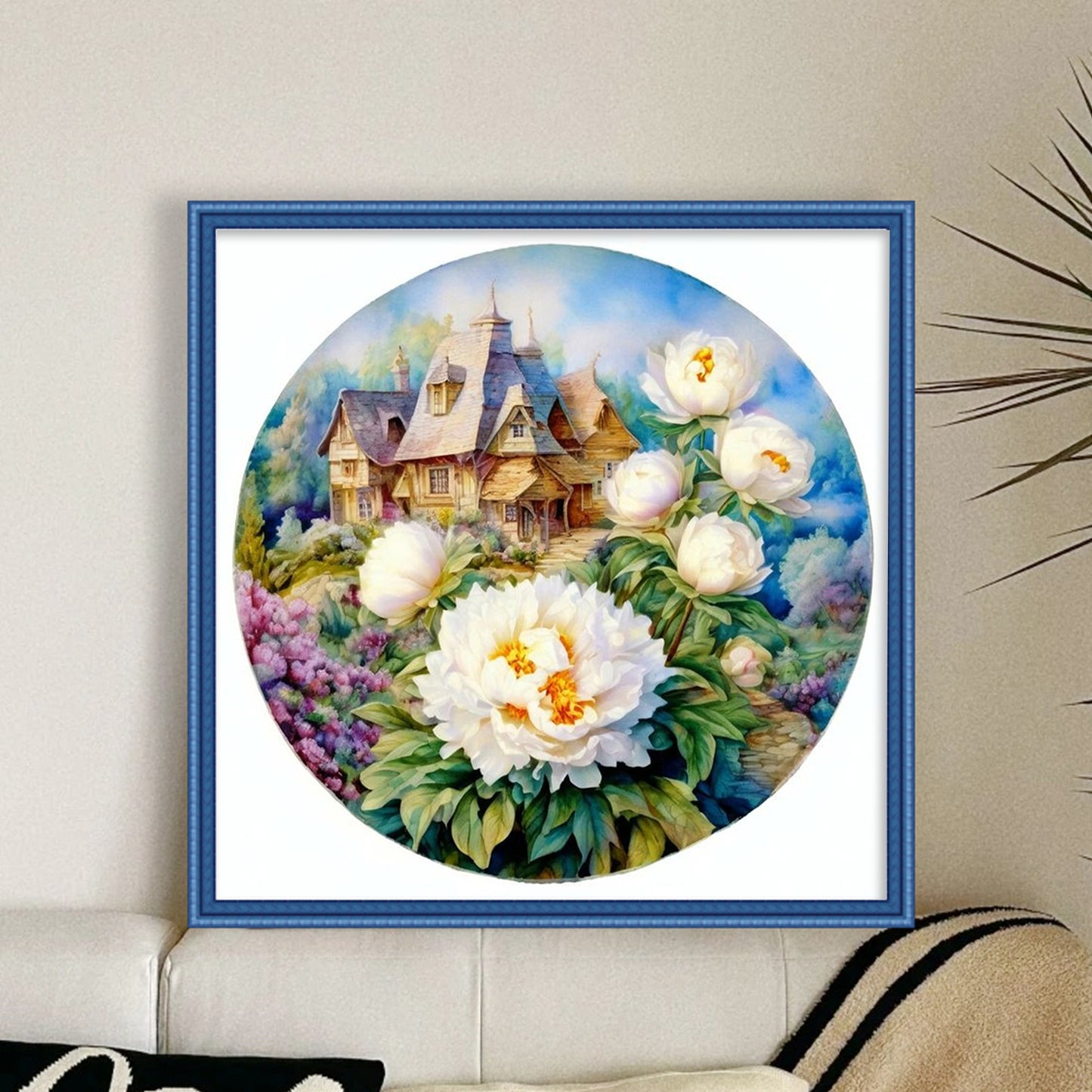 Peony Manor - Full 11CT Stamped Cross Stitch 40x40CM - Yishu