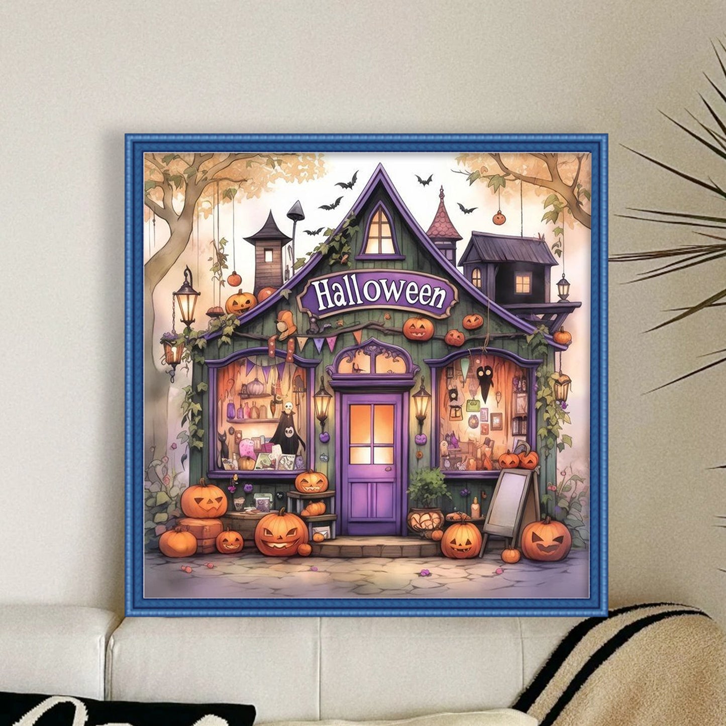 Halloween Shop - Full 11CT Stamped Cross Stitch 50x50CM - Huacan