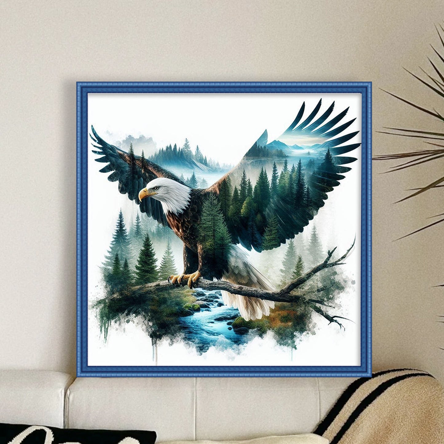 Eagle Silhouette - Full 11CT Stamped Cross Stitch 50x50CM - Huacan
