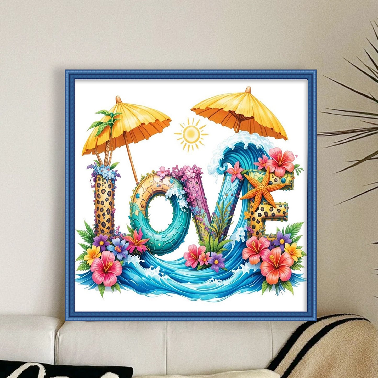 Seaside Vacation - Full 11CT Stamped Cross Stitch 40x40CM - Huacan