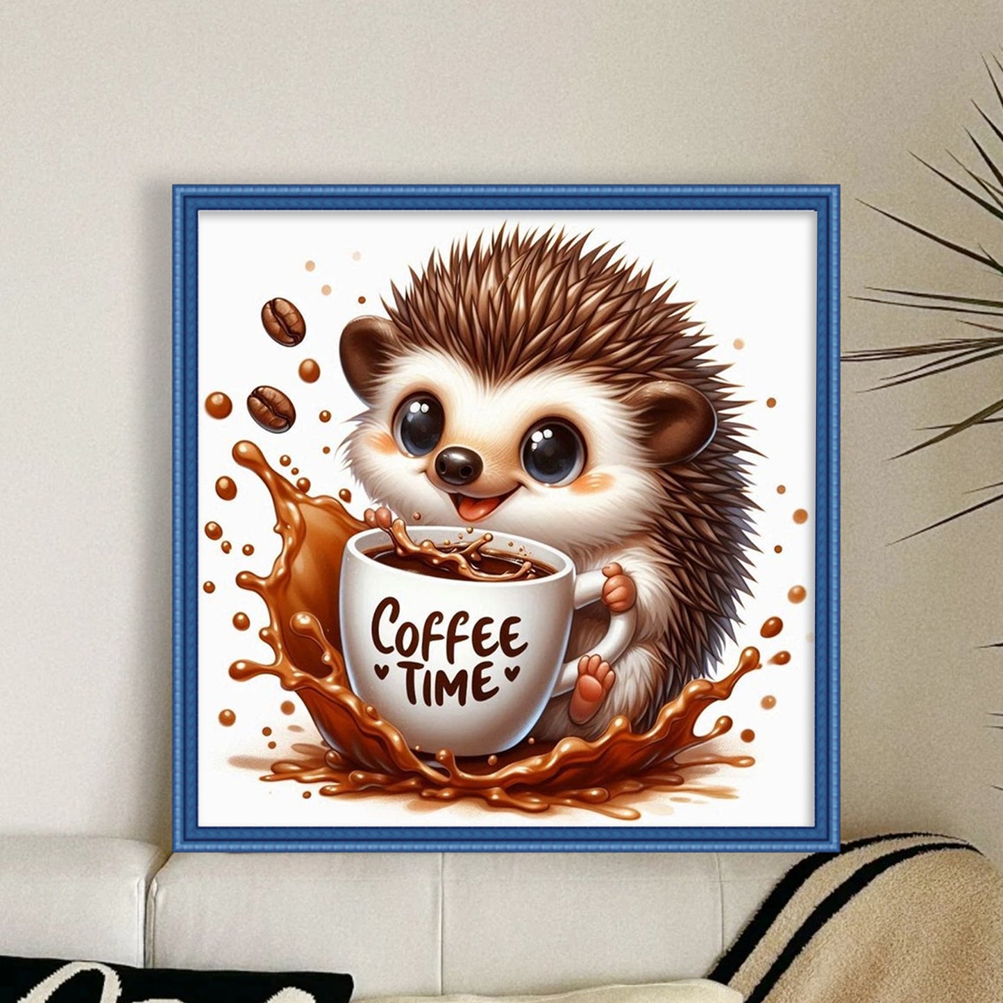 Coffee Hedgehog - Full 11CT Stamped Cross Stitch 40x40CM - Huacan
