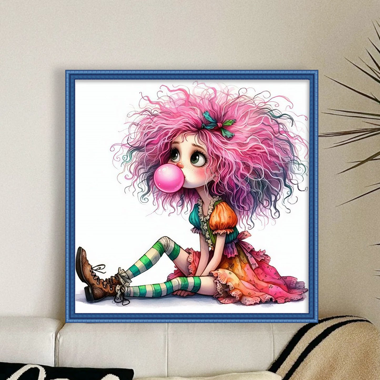 Whimsical Girl - Full 11CT Stamped Cross Stitch 40x40CM - Yishu