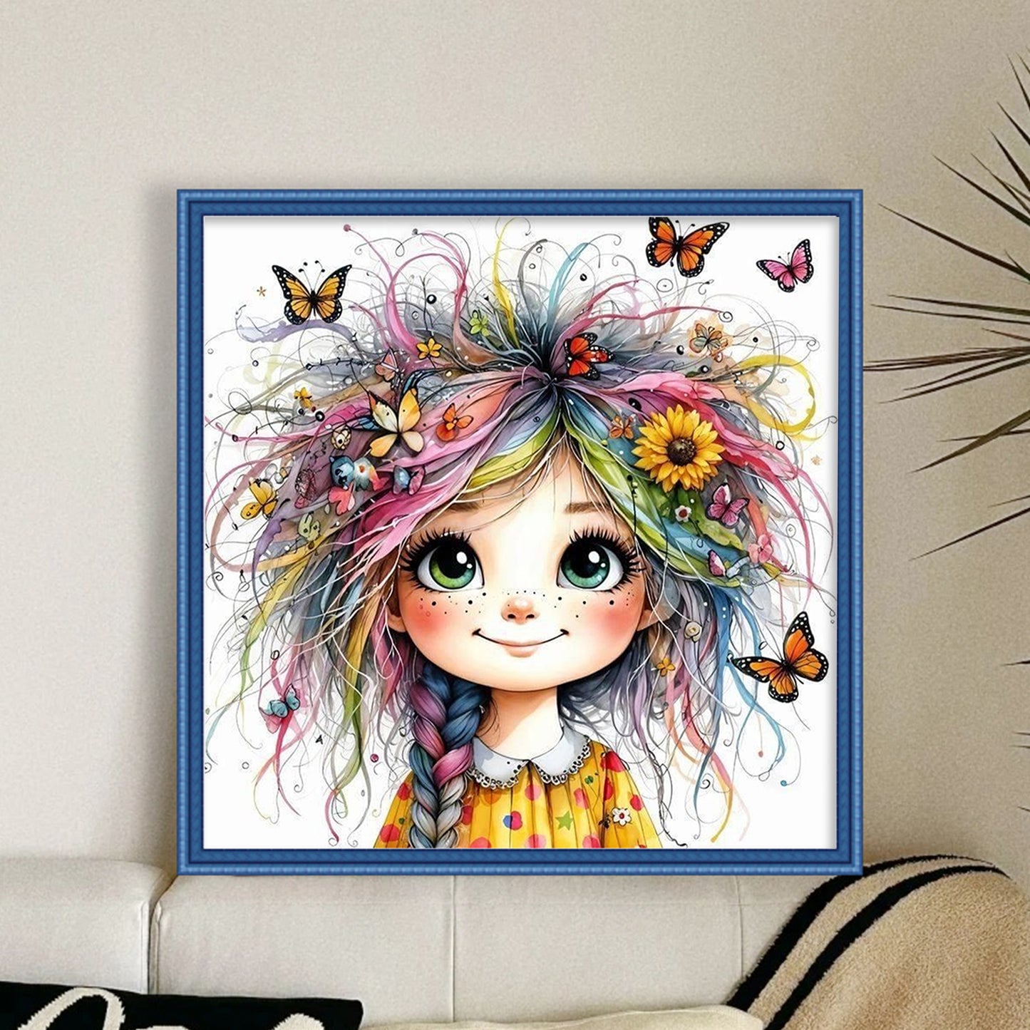 Whimsical Girl - Full 11CT Stamped Cross Stitch 40x40CM - Yishu