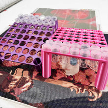 Load image into Gallery viewer, 56 Grid Diamond Painting Can Organizer High & Low Foot Storage Rack Tool (Pink)