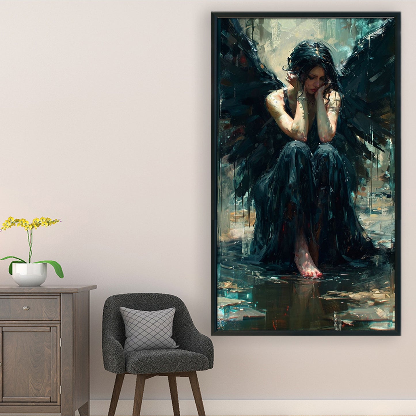 Fallen Angel - Full 16CT Stamped Cross Stitch 40x70CM - Huacan