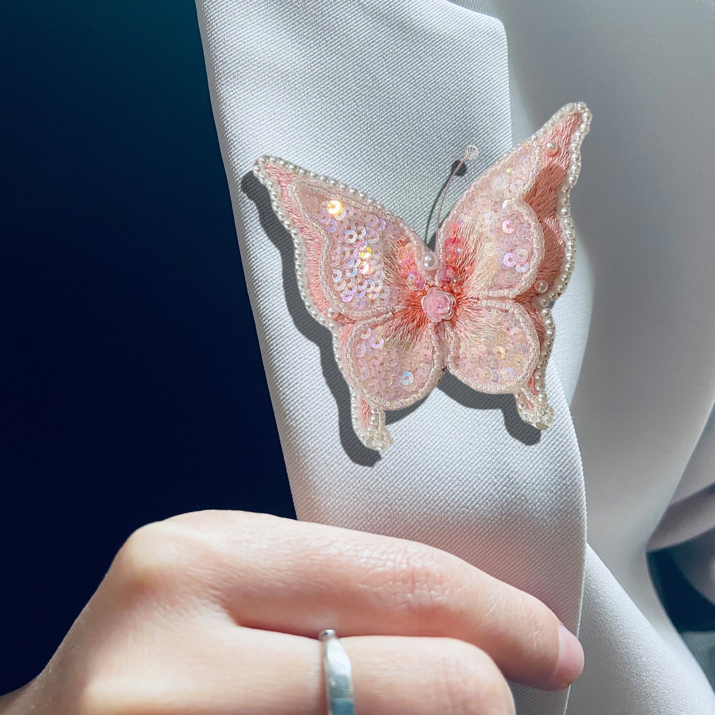 Butterfly Brooch DIY Beaded Embroidery Kit Beadwork Craft Supplies (Pink )